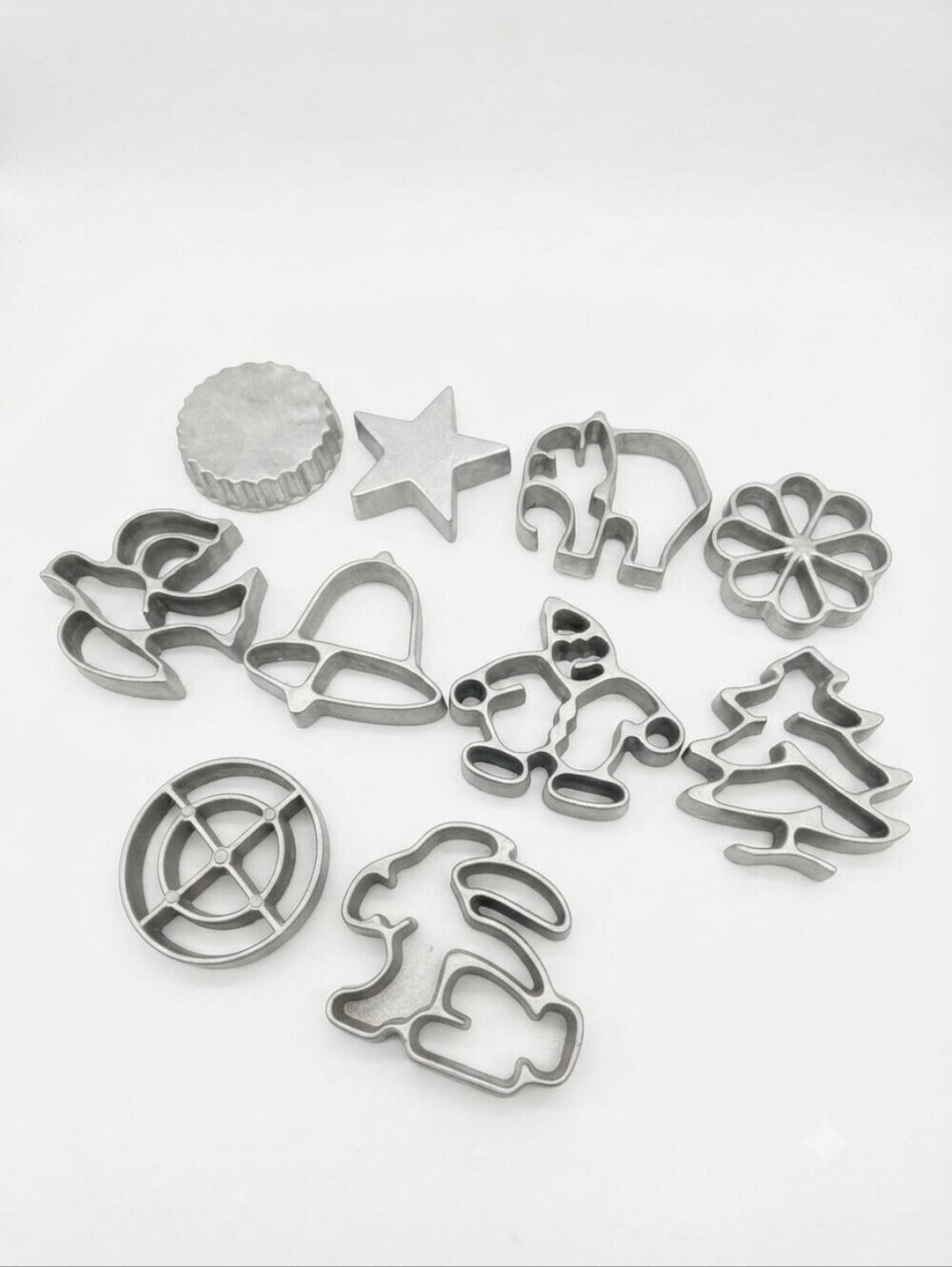 Vintage Cast Aluminum Rosette Timbale Iron Mold Lot 10 Pc Holiday Animal Shapes